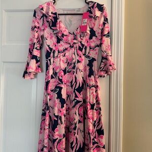 NWT Lilly Pulitzer Pink and Navy Floral Dress